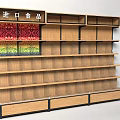 Wooden Display Shelving for Imported Food Storage with Multiple Layers and Drawers in Retail Store