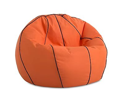 Orange Basketball Design Bean Bag Chair With Black Stripes And Comfortable Seat 3d model