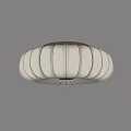 Modern Cream Fabric Ceiling Light With Pleated Design And Brown Trim 3d model