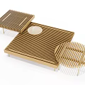Modern Wooden Tea Table And Chairs Set With Slatted Design For Home