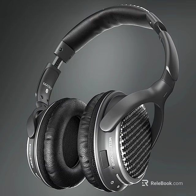 Premium Over Ear Headphones With Soft Leather Ear Cups And Carbon Fiber Headband 3d model 
