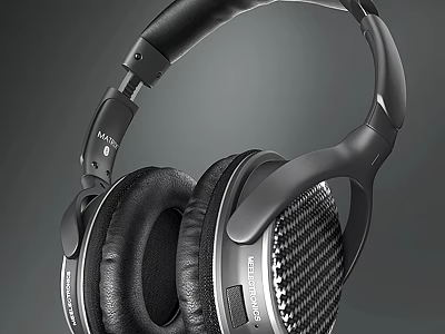 Premium Over Ear Headphones With Soft Leather Ear Cups And Carbon Fiber Headband 3d model