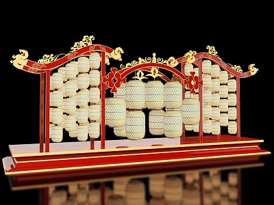New Chinese Style Outdoor Lantern Device Mei Chen Pin Card Ancient Style Lantern Holders Combination Scenic Spot Lantern Device Pin Card Net Red Lantern Pin Card Mei Chen Guofeng Lantern Post Lantern Holders Lamp 3d model