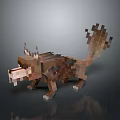Pixelated Fantasy Wolf Game Character With Blocky Design And 3D Model Features 3d model