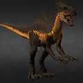 Detailed Spiked Dinosaur With Black Yellow Orange Features Standing In 3D Render Model