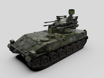 Military Green Tank With Turret Tracks And Armored Weapon System Design 3d model