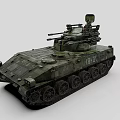 Military Green Tank With Turret Tracks And Armored Weapon System Design