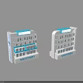 Vention White And Blue Multi Layered Display Shelves With Organized Tools Storage 3d model