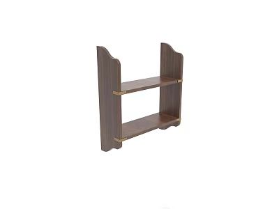 Wooden Wall Mounted Shelf With Two Layers Metal Accents For Home Interior 3d model