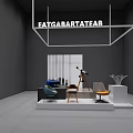 EATGABARTATEAB Modern Exhibition Space With Display Furniture Chairs Table Telescope And Vase