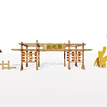 Various Designs Of Traditional Chinese Wooden Entrance Gates With Lanterns And Decorative Elements