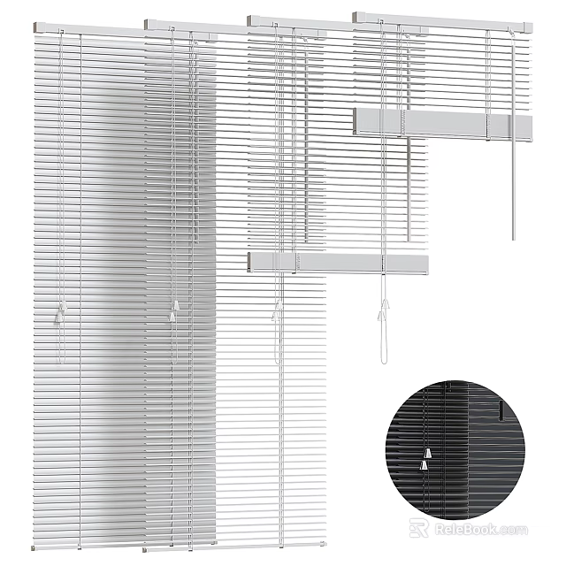 Modern Window Blinds with White and Black Design Durable Material for Home Window Treatment 3d model 