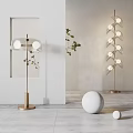 Elegant Modern Floor Lamp Design With Multiple Spherical Lights And Sleek Metal Base