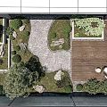 Courtyard Garden Design With Green Plants Stones Wooden Deck And Seating