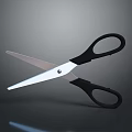 Sharp Open Scissors With Black Handles And Silver Blades On Gray Background 3d model