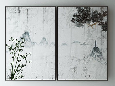 New Chinese Plant Painting Decorative Painting model