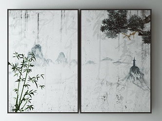 New Chinese Plant Painting Decorative Painting 3d model