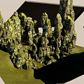 Natural Rockery Stones Covered With Lush Green Moss In Garden Landscape