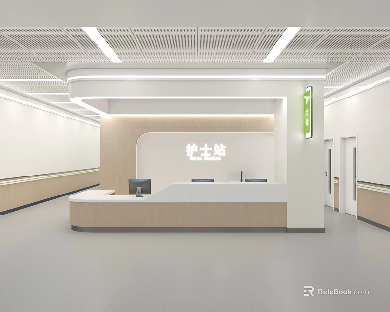 Hospital Outpatient Clinic Nurse Station Interior Design 3d model 