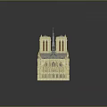 Cartoon Scene Notre Dame Cathedral Model Featuring Gothic Spire Towers And Intricate Windows