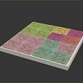 Square Decorative Tile With Intricate Pink Yellow Beige Pattern And White Border