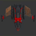 Futuristic Black and Red Spaceship With Sleek Design And Wing Structures