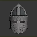 Knight Character Helmet With Spiked Top Riveted Design And Metallic Texture Surface
