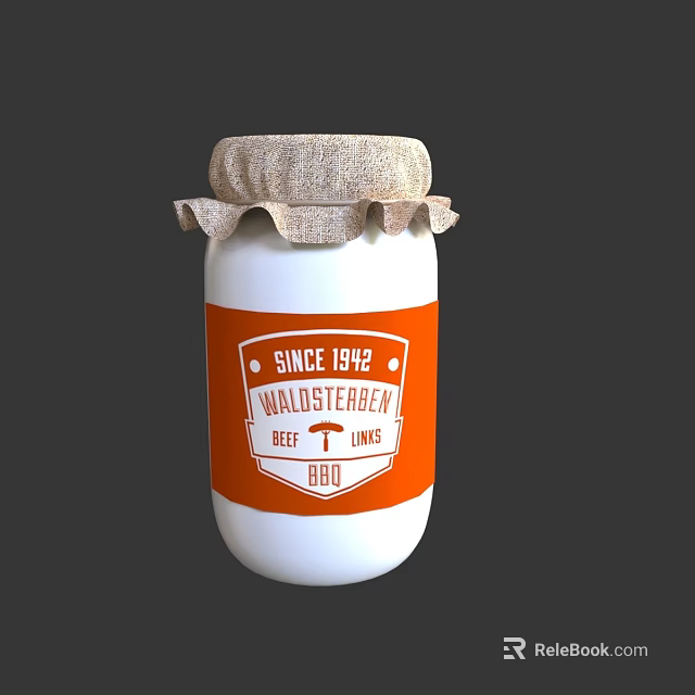 Wallosterärnen Jar With Burlap Lid And Orange Label Since 1892 Best Taste 900 3d model 
