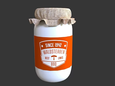 Wallosterärnen Jar With Burlap Lid And Orange Label Since 1892 Best Taste 900 3d model