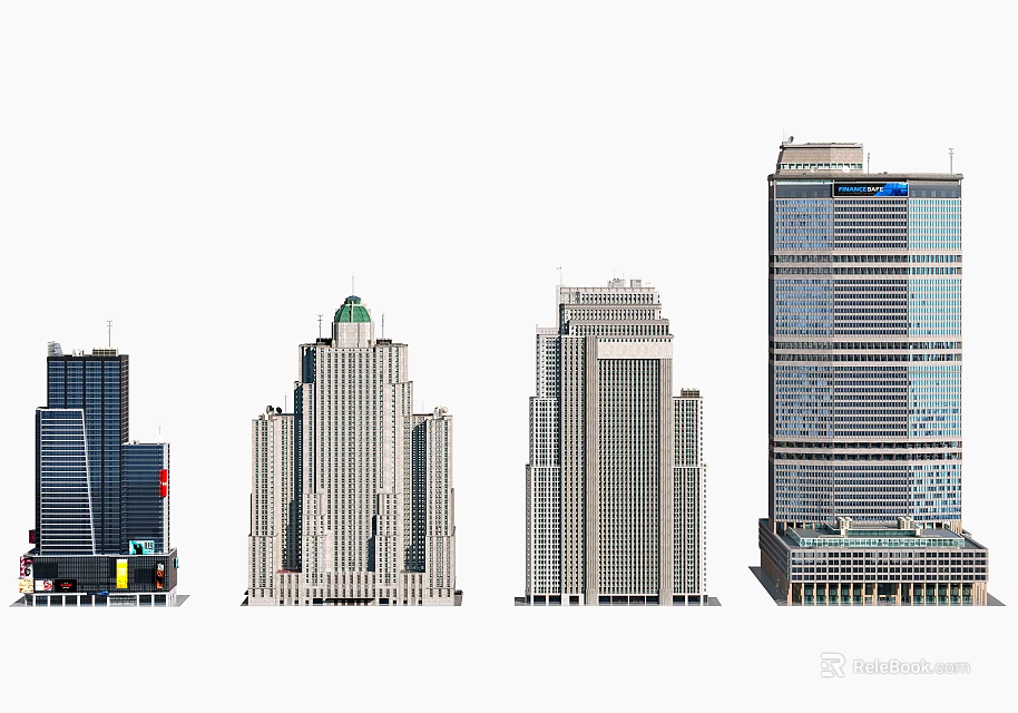 Modern High Rise Office Building Exterior With Glass Facade And Architectural Design 3d model 