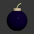 Purple Spherical Bomb With Wooden Cork And Yellow Fuse On Gray Background