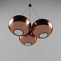 Modern Copper Spherical Chandelier With Three Globe Shades And White Accents