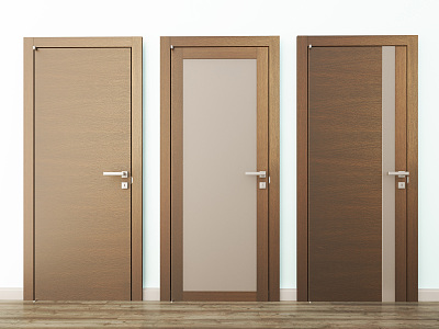 Modern swing door, compound door, single door, wooden door 3d model