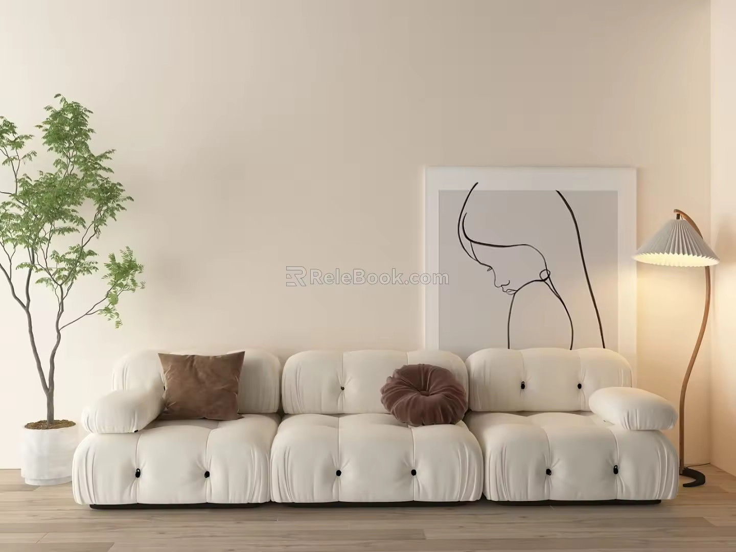 Nordic Three-Seat Sofa 3d model