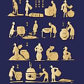 Brewing Workshop Process Craft Wine Elements Wine Culture Ancient Brewing Silhouette Hollow Carving 3d model