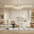 Cream Style Home Guest Restaurant Sofa Coffee Table Combination Cream Style 3d model