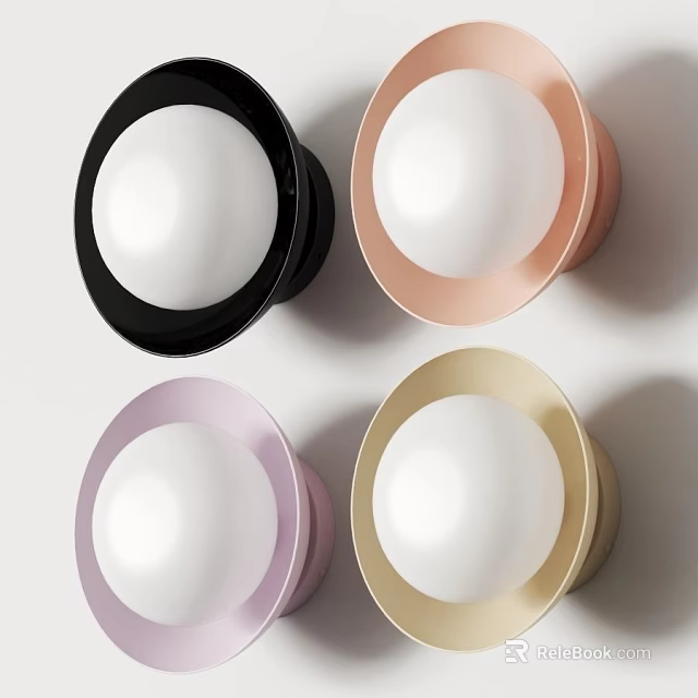 Modern Round Design Wall Lamps in Black Pink Purple Beige for Home Interior Decor 3d model 