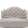 Double Bed With Elegant Tufted Upholstered Headboard And Light Gray Pillows 3d model