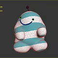 Game And Movie Character With Blue And White Striped Body Smiling Face And Black Antenna