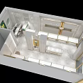 Modern Jewelry Store Interior With Glass Display Counters And Gold Accents 3d model