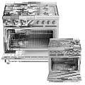 Stainless Steel Kitchen Appliances Stove And Oven Featuring Multiple Knobs And Control Panel 3d model