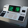 Vintage Electronic Console With Green Screen Display Keyboard And Control Panel 3d model