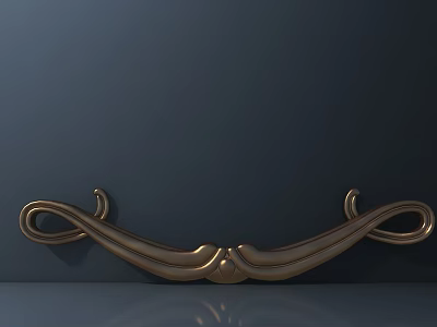 Elegant Golden Decorative Carving With Intricate Curved Patterns On Dark Surface 3d model