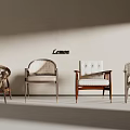 Stylish Single Chair Collection With Woven Rattan Upholstered Seats And Wooden Frames