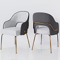 Modern Leisure Chair With Light Grey Fabric Curved Dark Grey Armrests And Gold Metal Legs
