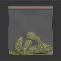 Dried Green Plants with Yellow Accents Stored in Transparent Ziplock Bag