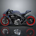 Modern Sporty Motorcycle Design With Black Body Red Accent Wheels And Sleek Seat