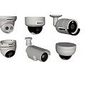 Hikvision White Surveillance Cameras Including Dome And Bullet Types For Security Systems 3d model