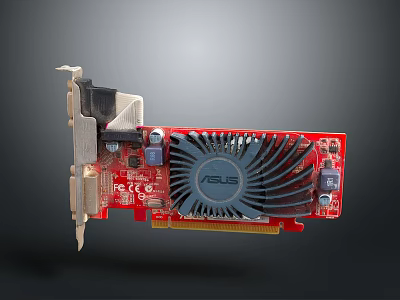 ASUS Red Graphics Card With Cooling Fan And Computer Ports For Desktop Use 3d model