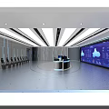 Modern Control Room With Large Digital Screen Control Desk And Seating Arrangement 3d model